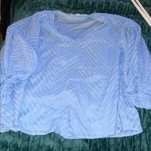 FAVLUX Light Blue Textured Blouse